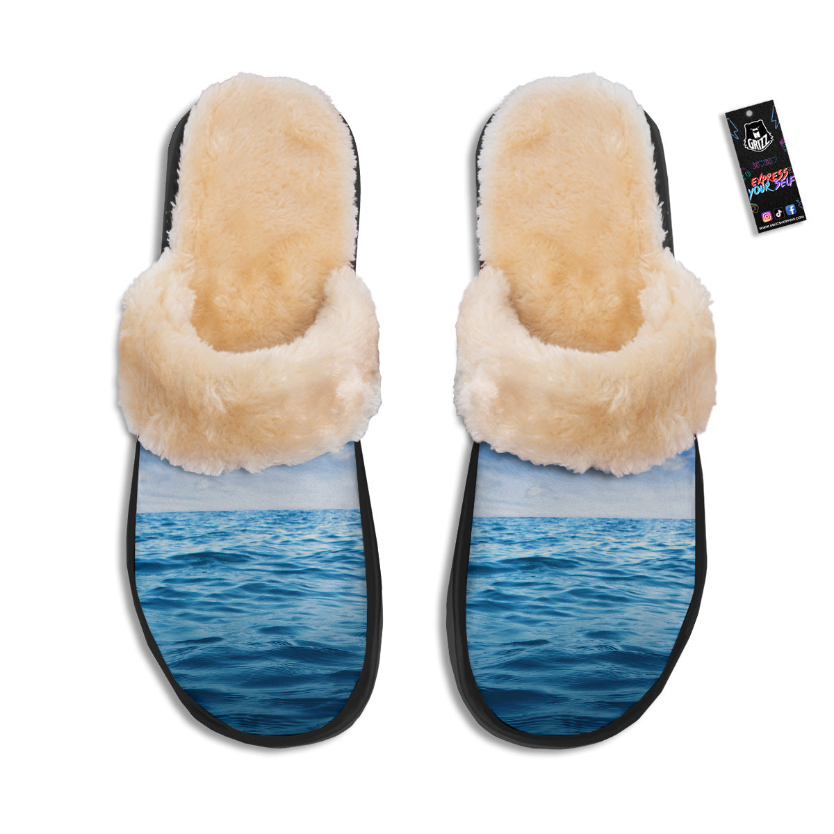 Ocean Blue Print Slippers-grizzshop