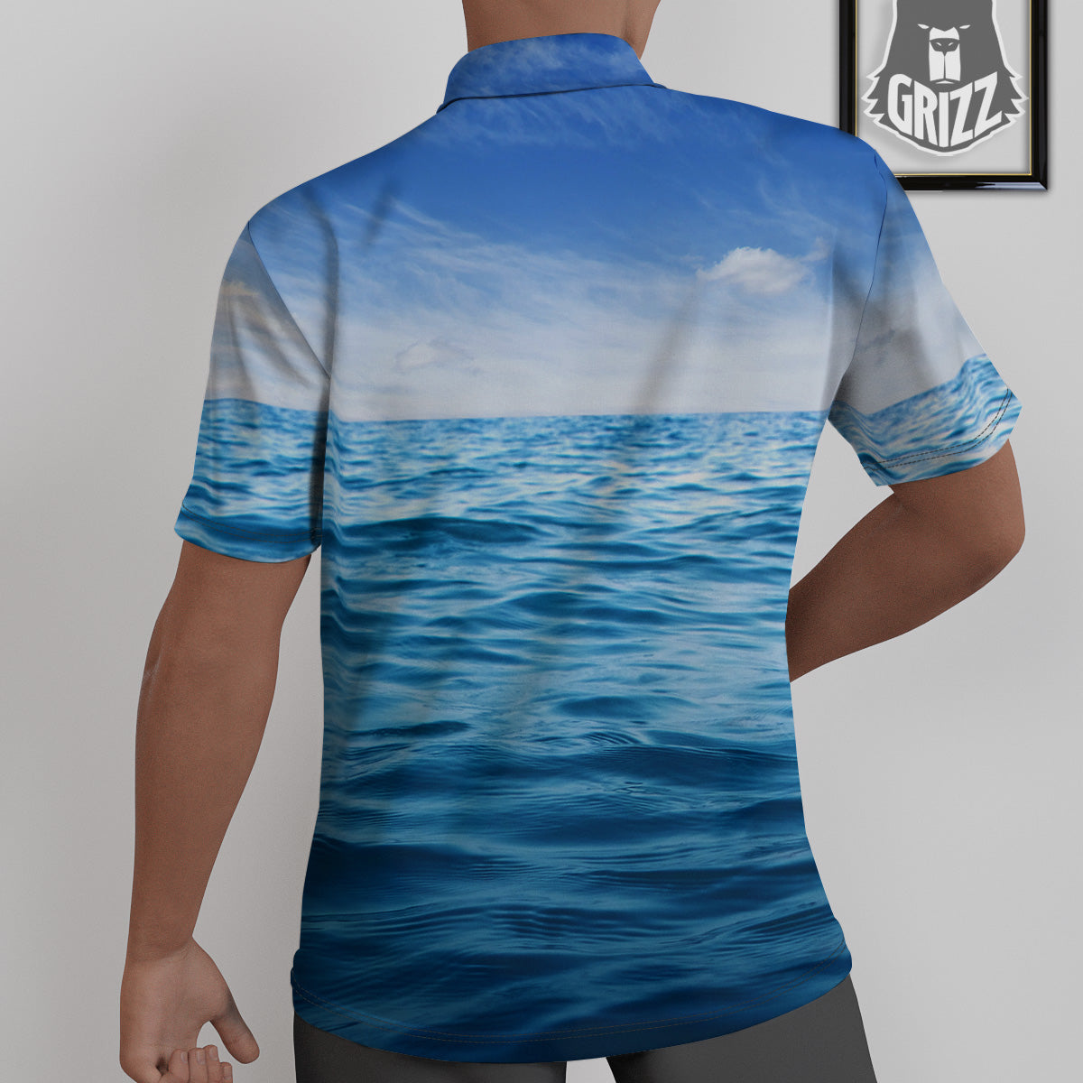 Ocean Blue Print Untucked Shirts-grizzshop