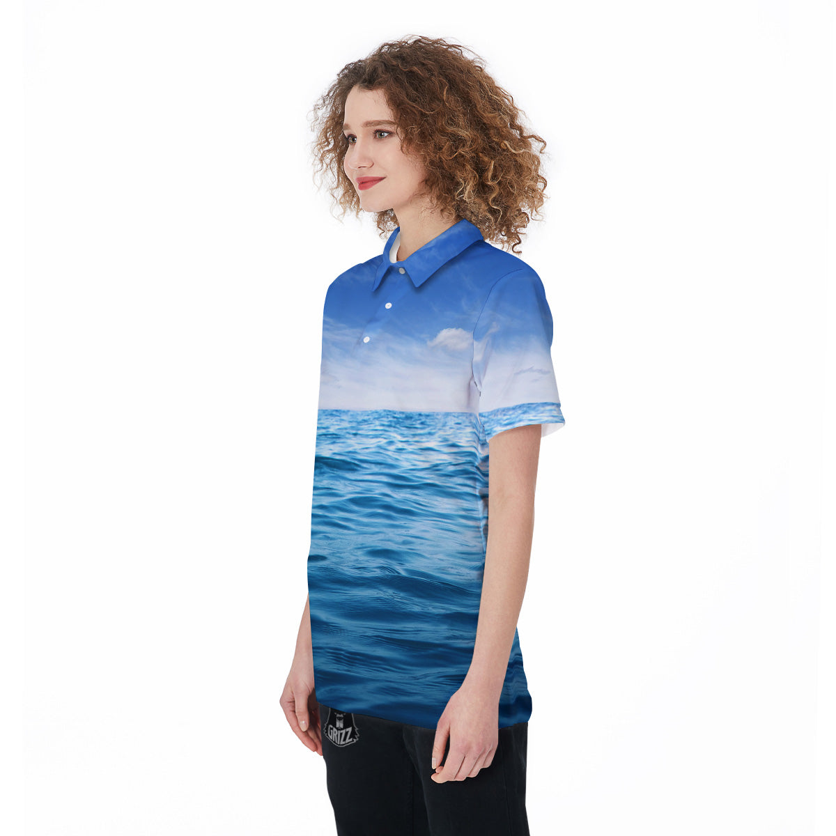 Ocean Blue Print Women's Golf Shirts-grizzshop
