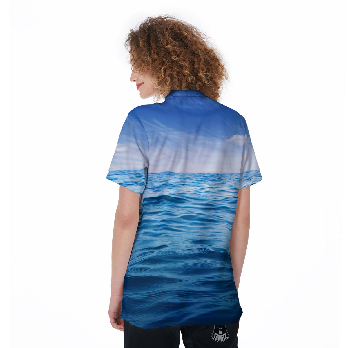 Ocean Blue Print Women's Golf Shirts-grizzshop