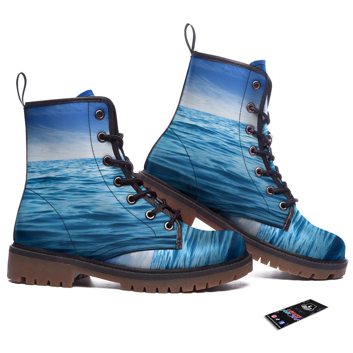 Ocean Blue Print Work Boots-grizzshop