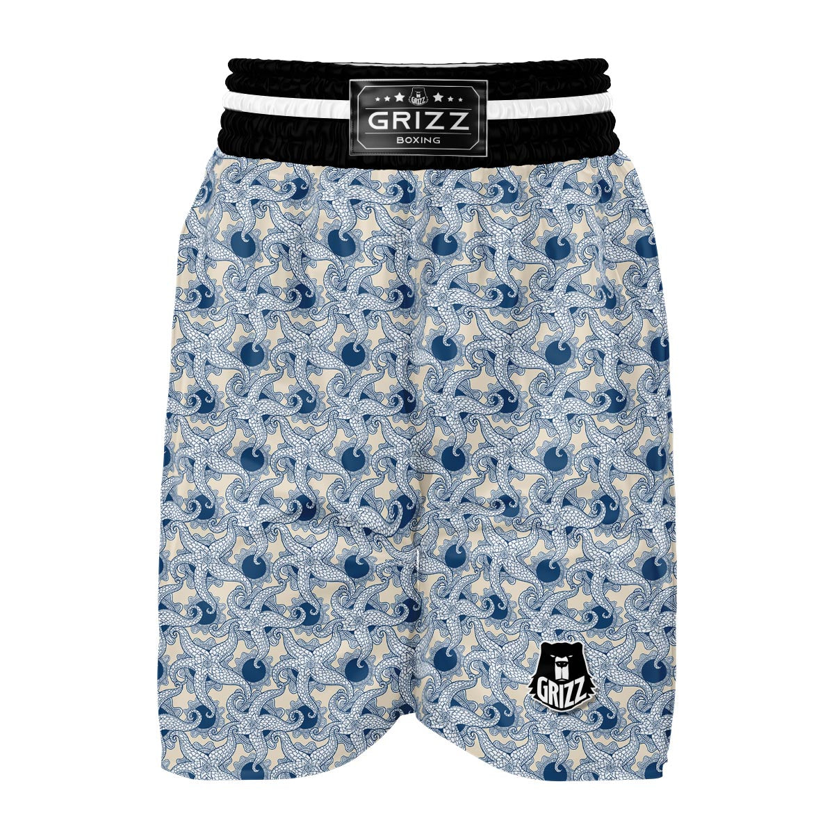 Ocean Octopus Pattern Print Boxing Shorts-grizzshop