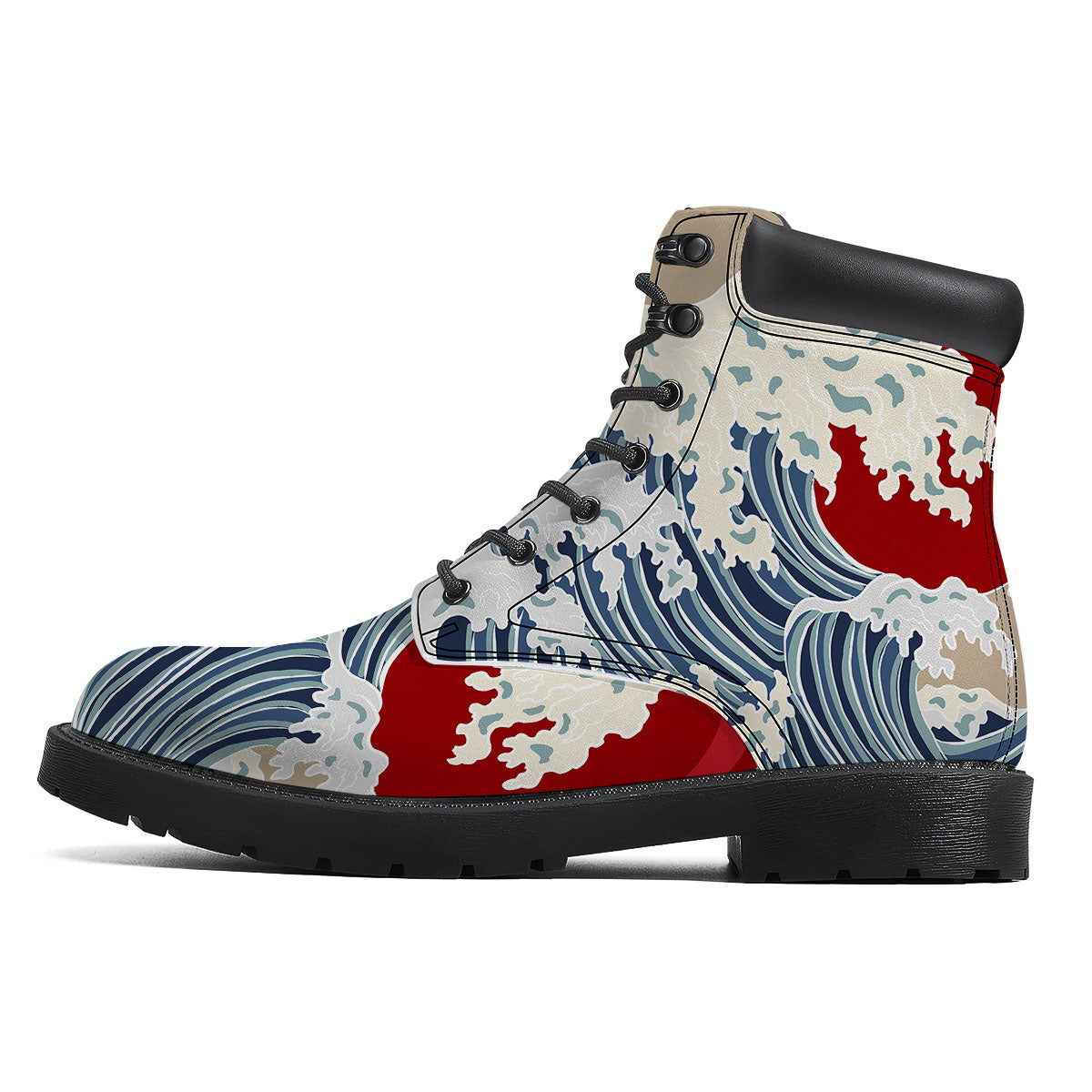 Ocean Wave Japanese Print Boots-grizzshop