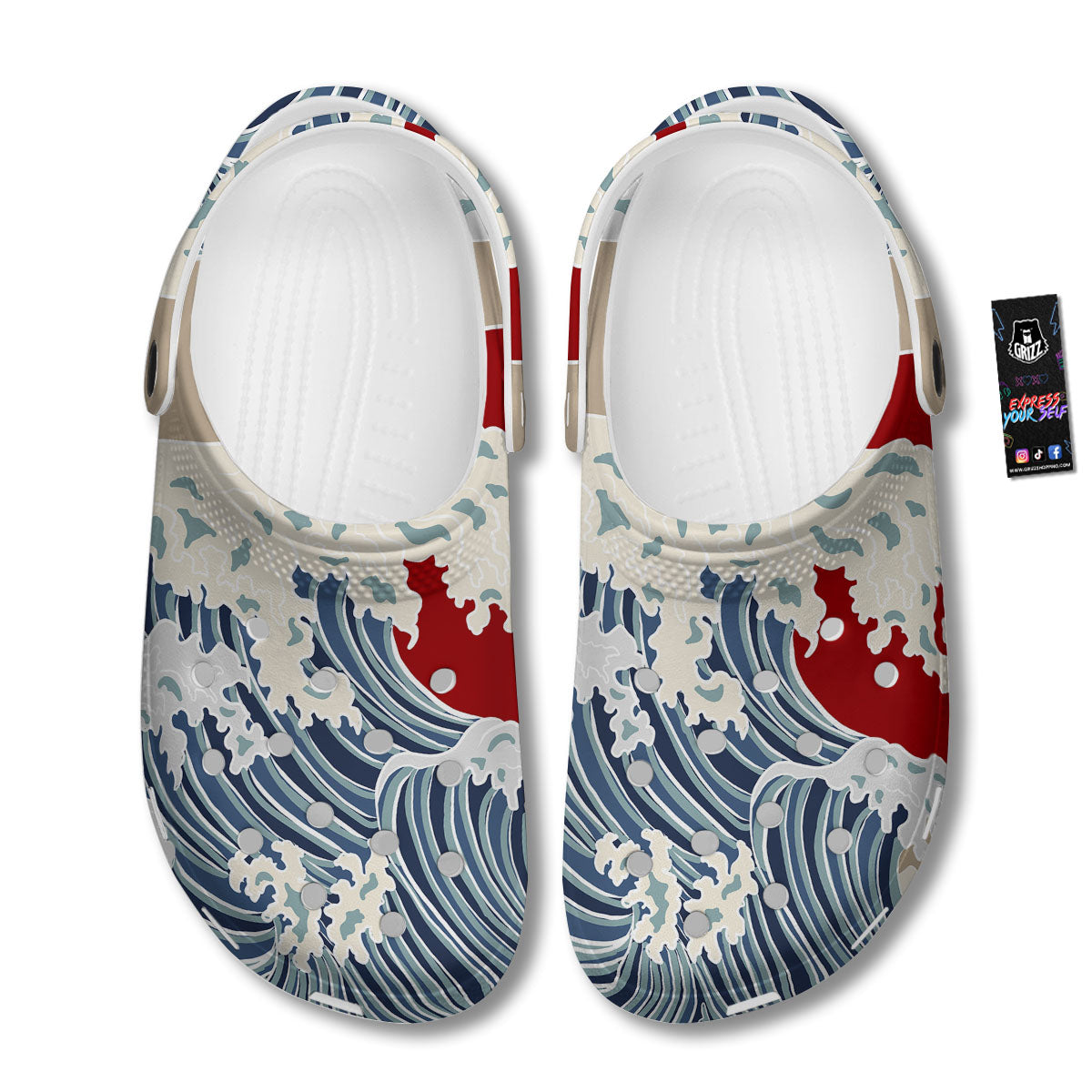 Ocean Wave Japanese Print Clog-grizzshop