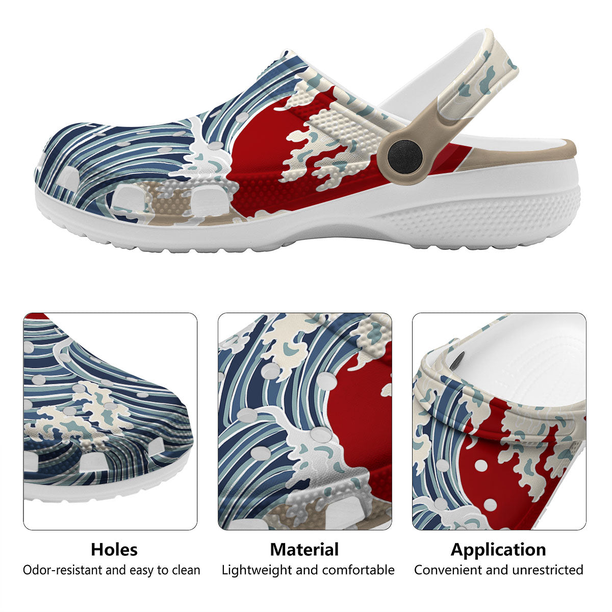 Ocean Wave Japanese Print Clog-grizzshop