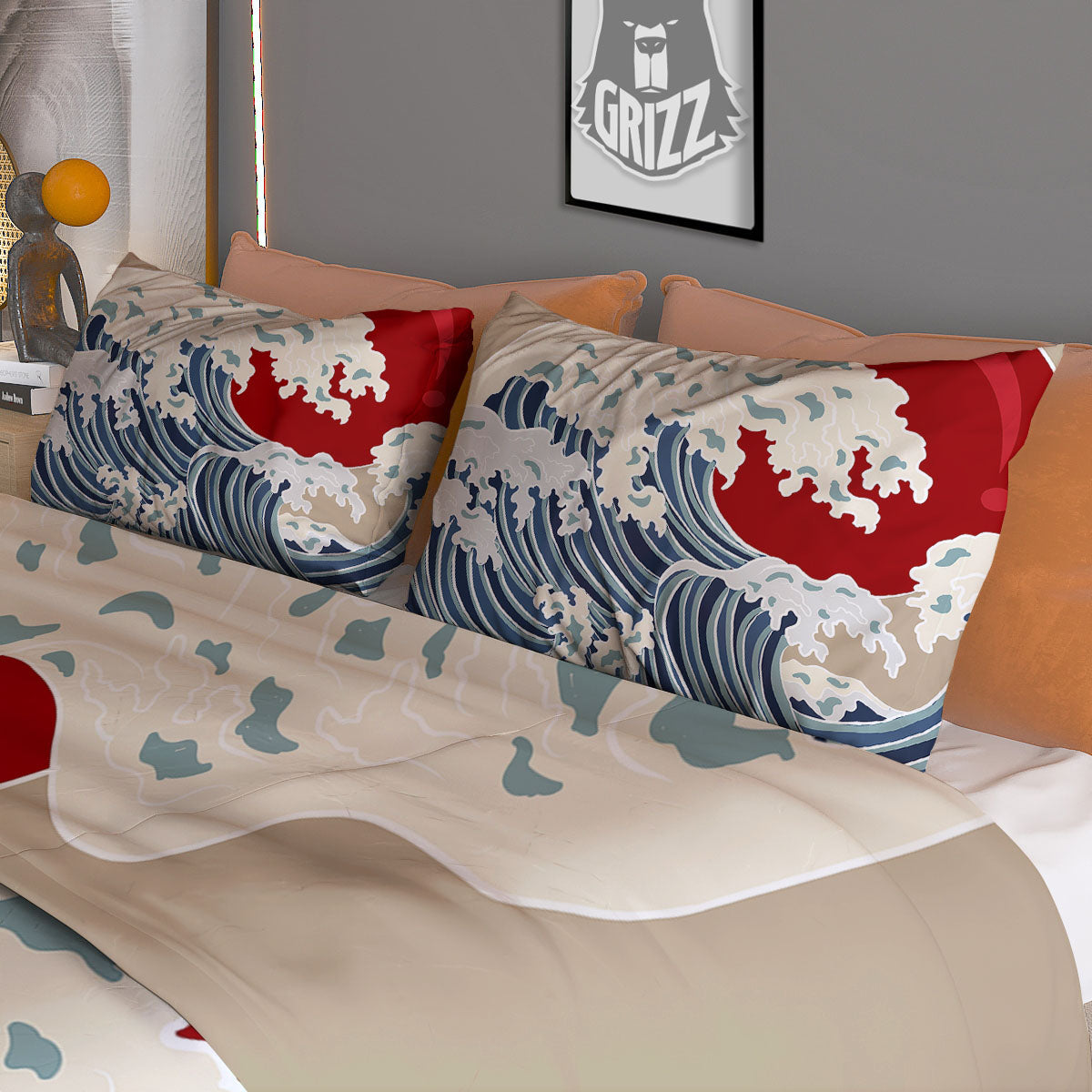 Ocean Wave Japanese Print Duvet Cover Bedding Set