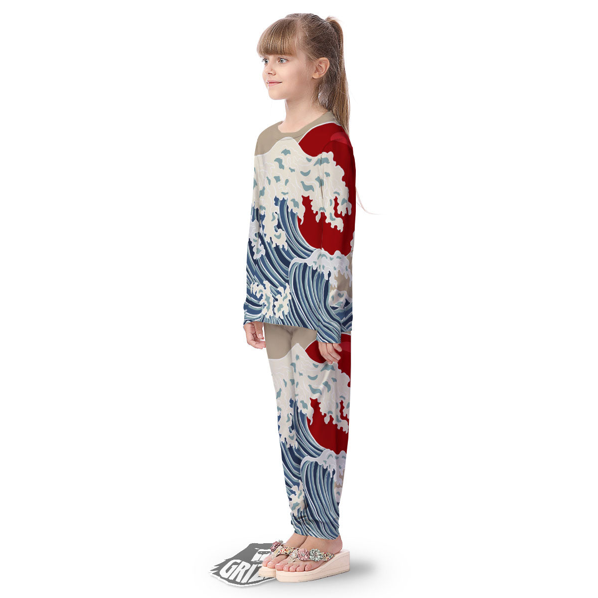 Ocean Wave Japanese Print Kid's Pajamas-grizzshop