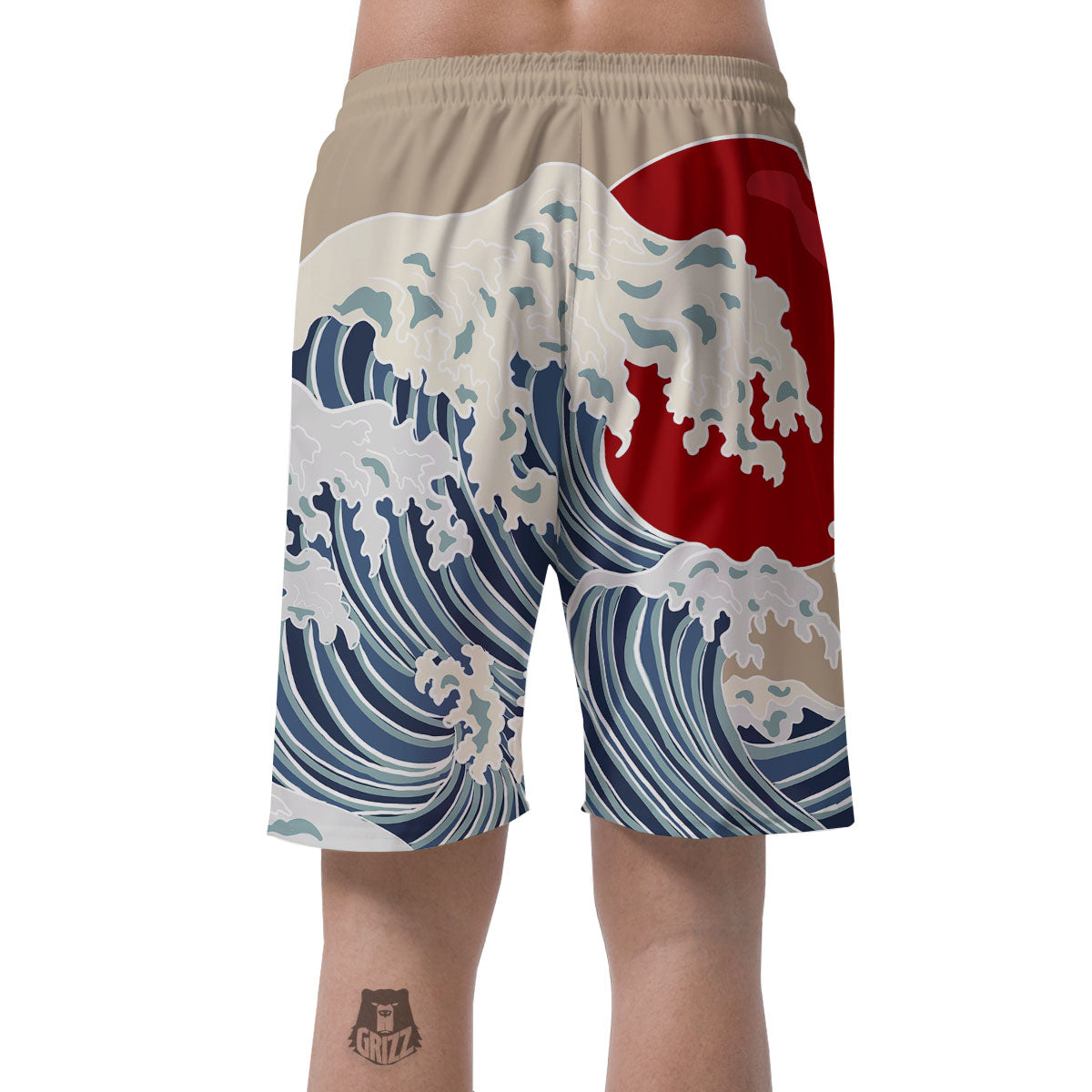 Ocean Wave Japanese Print Men's Shorts-grizzshop
