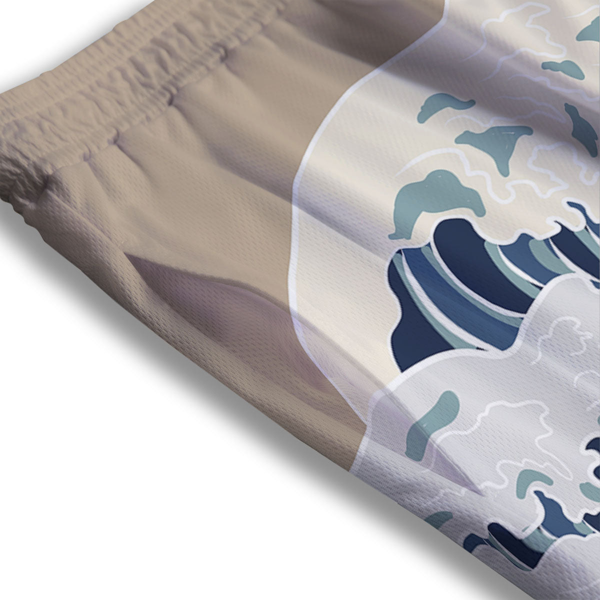 Ocean Wave Japanese Print Mesh Shorts