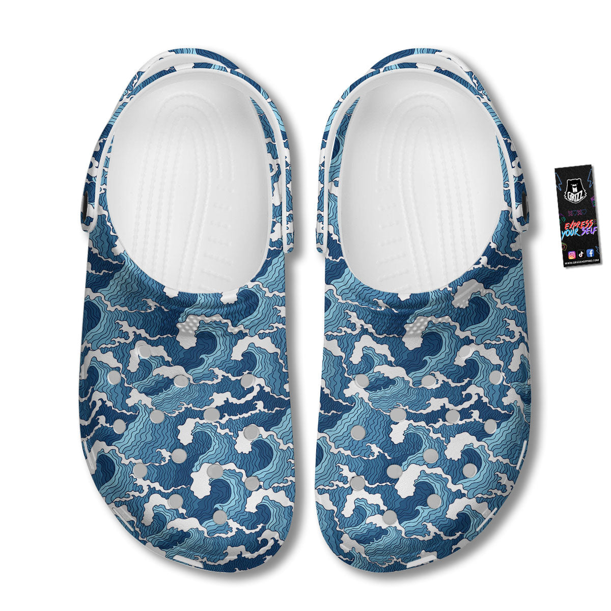 Ocean Wave Japanese Print Pattern Clog-grizzshop