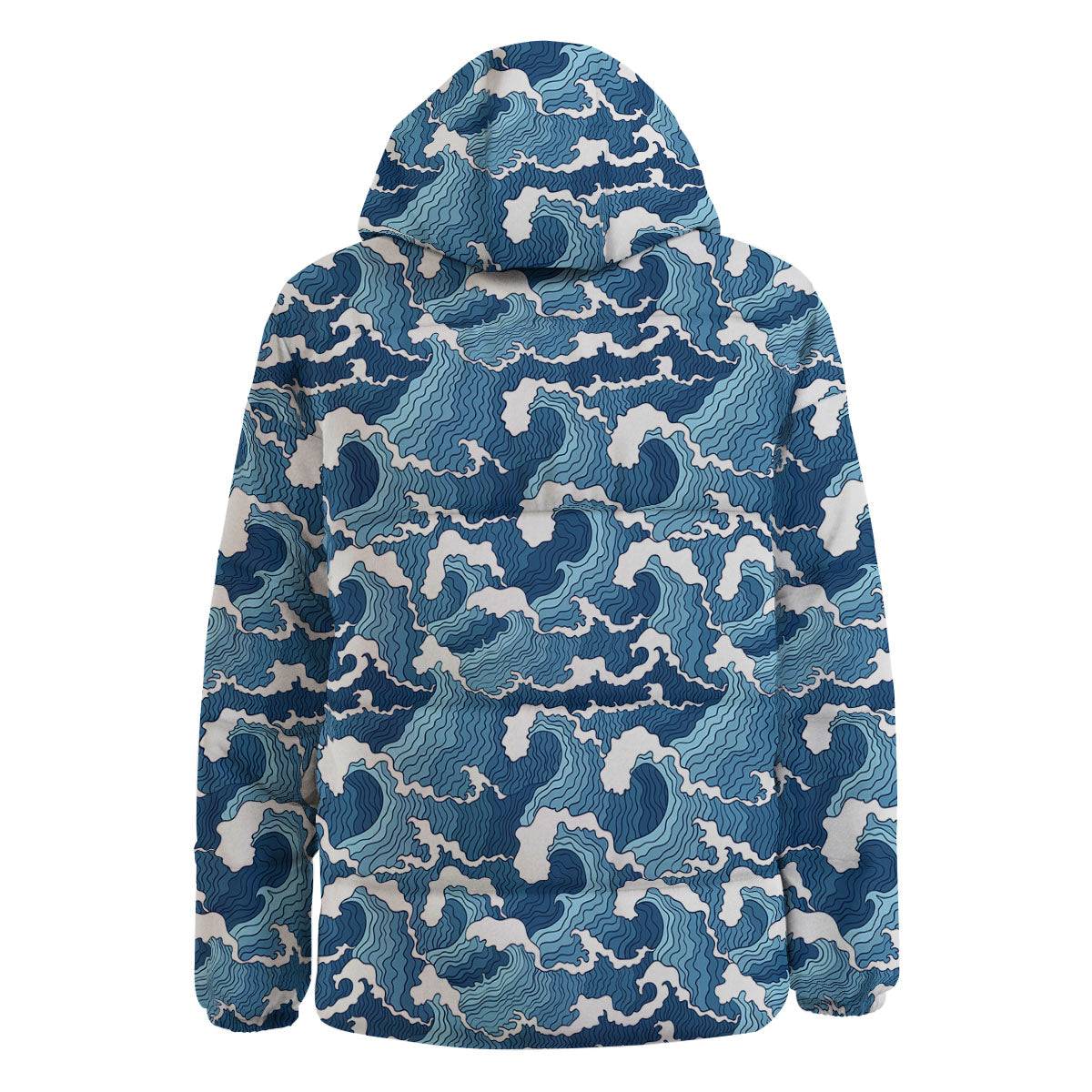 Ocean Wave Japanese Print Pattern Down Jacket-grizzshop