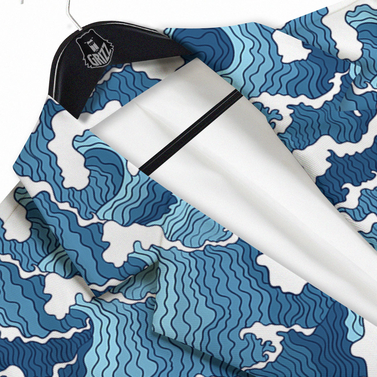 Ocean Wave Japanese Print Pattern Men's Sport Coat-grizzshop