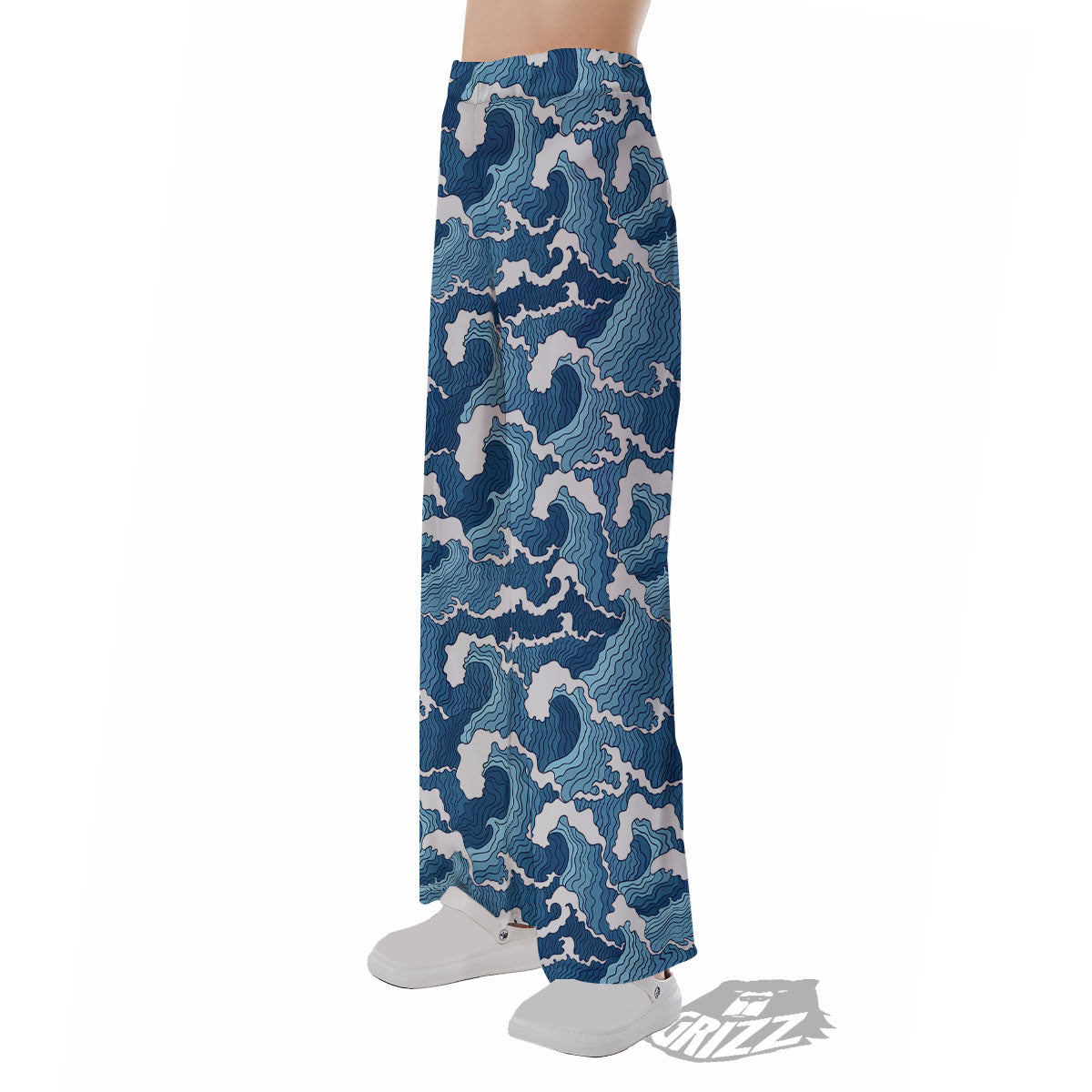 Ocean Wave Japanese Print Pattern Pajama Pants-grizzshop