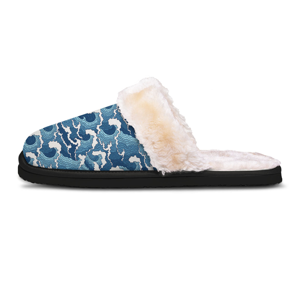 Ocean Wave Japanese Print Pattern Slippers-grizzshop