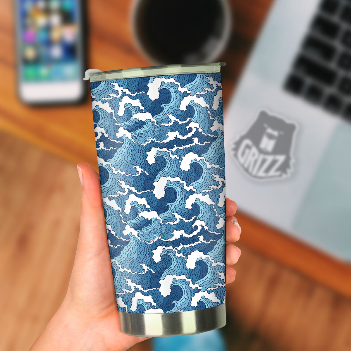 Ocean Wave Japanese Print Pattern Tumbler-grizzshop