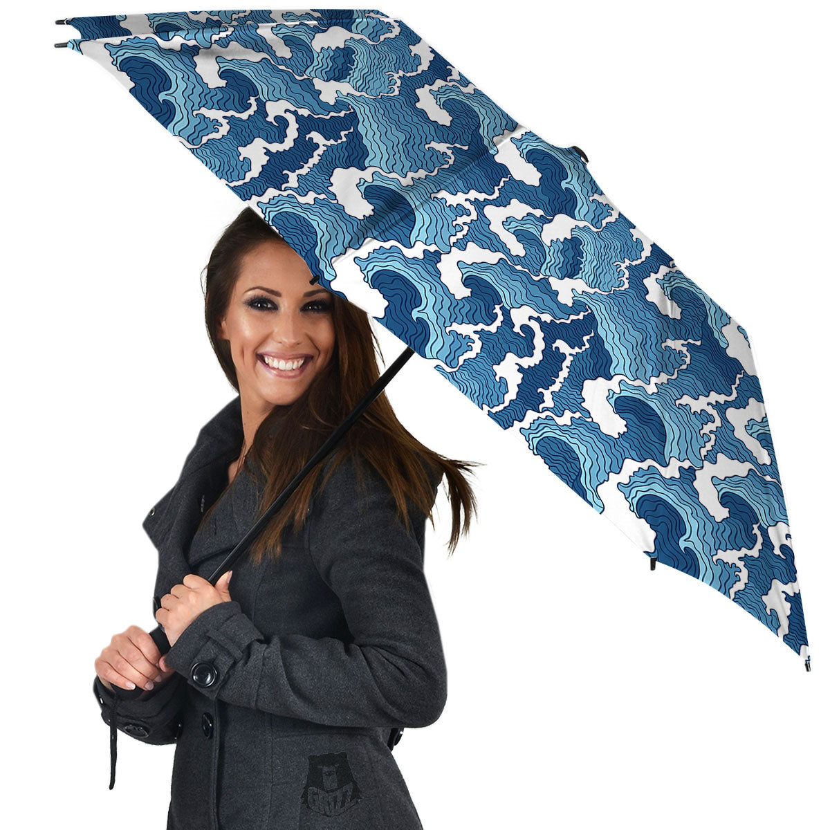 Ocean Wave Japanese Print Pattern Umbrella-grizzshop