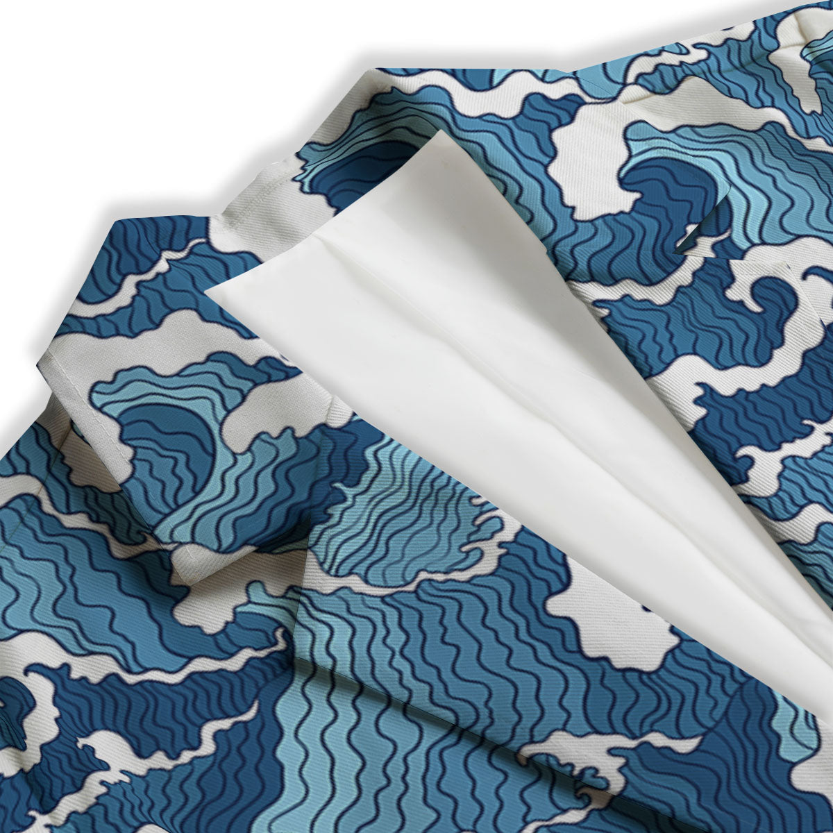 Ocean Wave Japanese Print Pattern Women's Blazer-grizzshop
