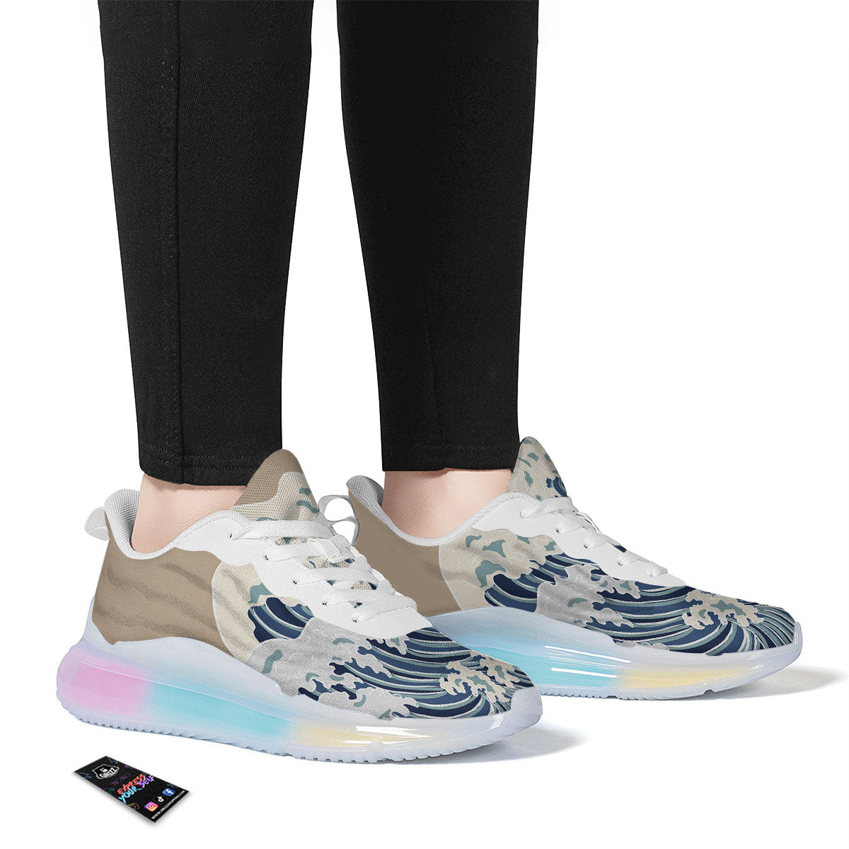 Ocean Wave Japanese Print Running Sneakers-grizzshop