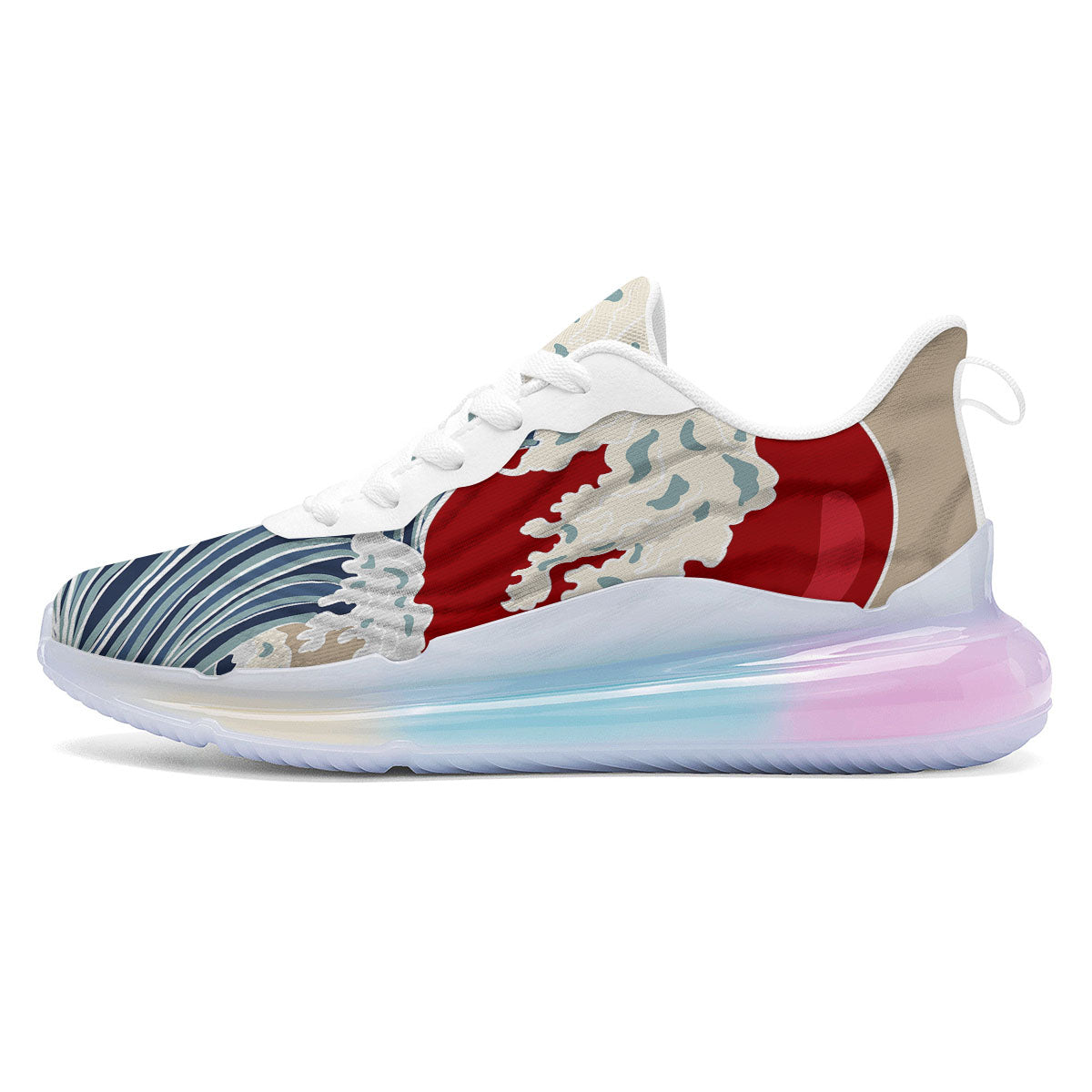 Ocean Wave Japanese Print Running Sneakers-grizzshop