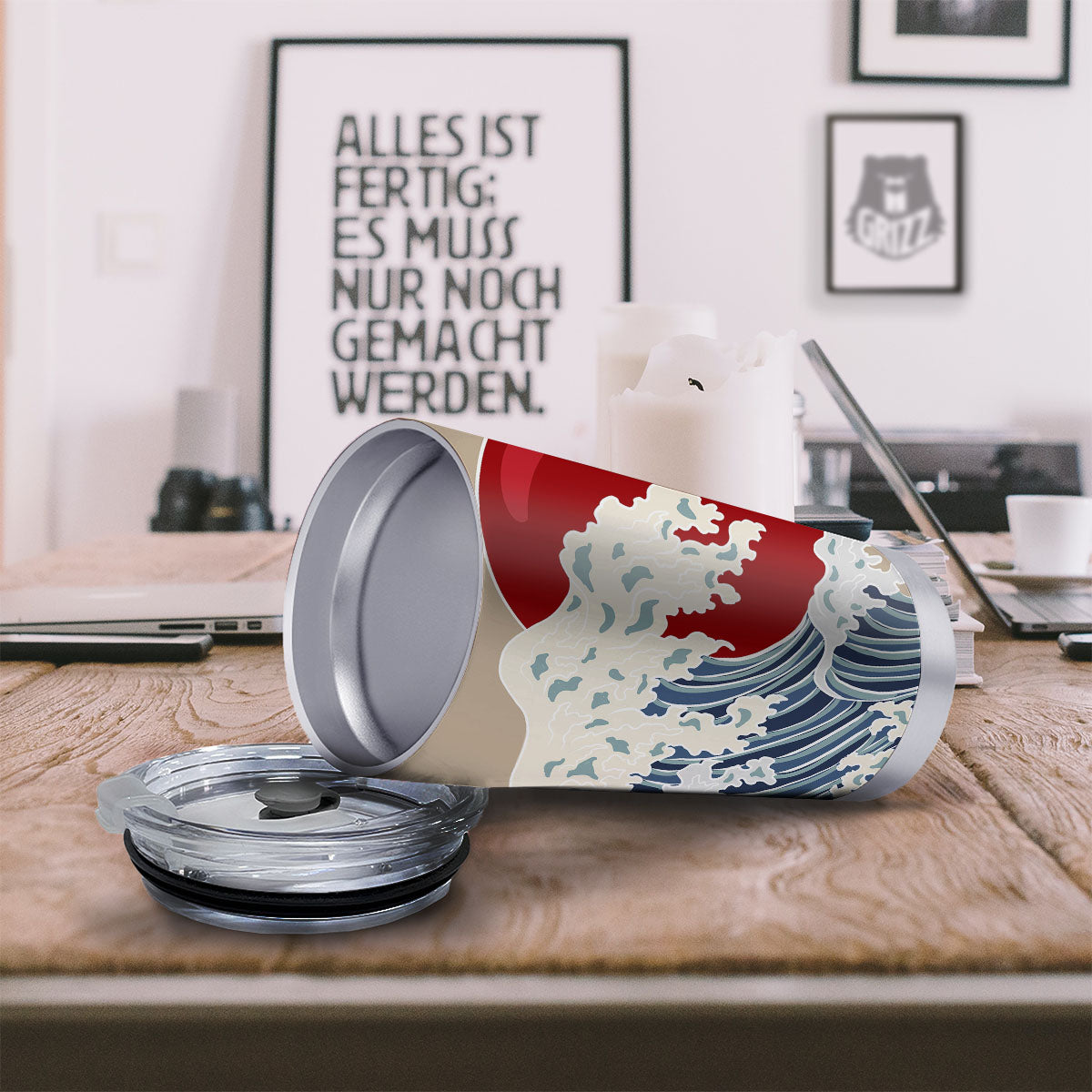 Ocean Wave Japanese Print Tumbler-grizzshop
