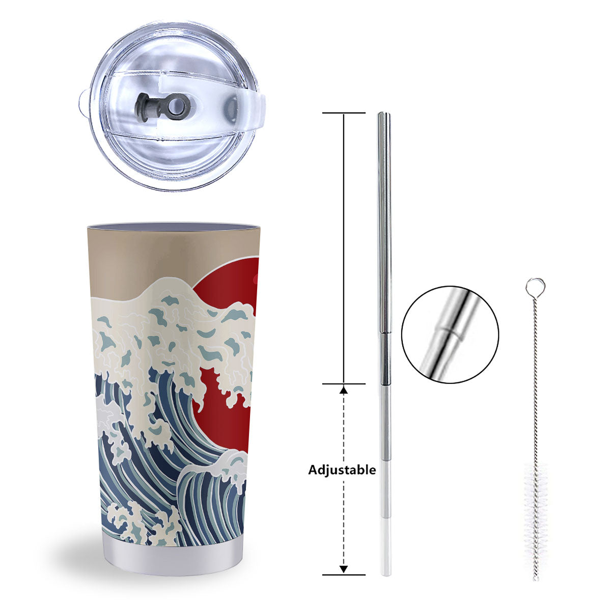 Ocean Wave Japanese Print Tumbler-grizzshop