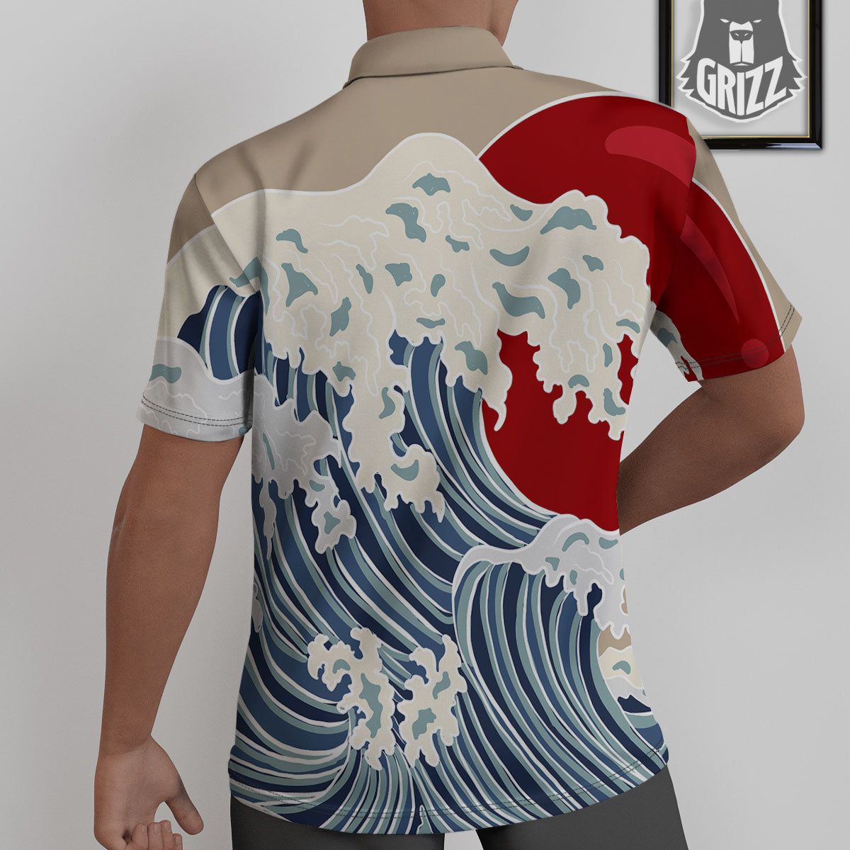 Ocean Wave Japanese Print Untucked Shirts-grizzshop