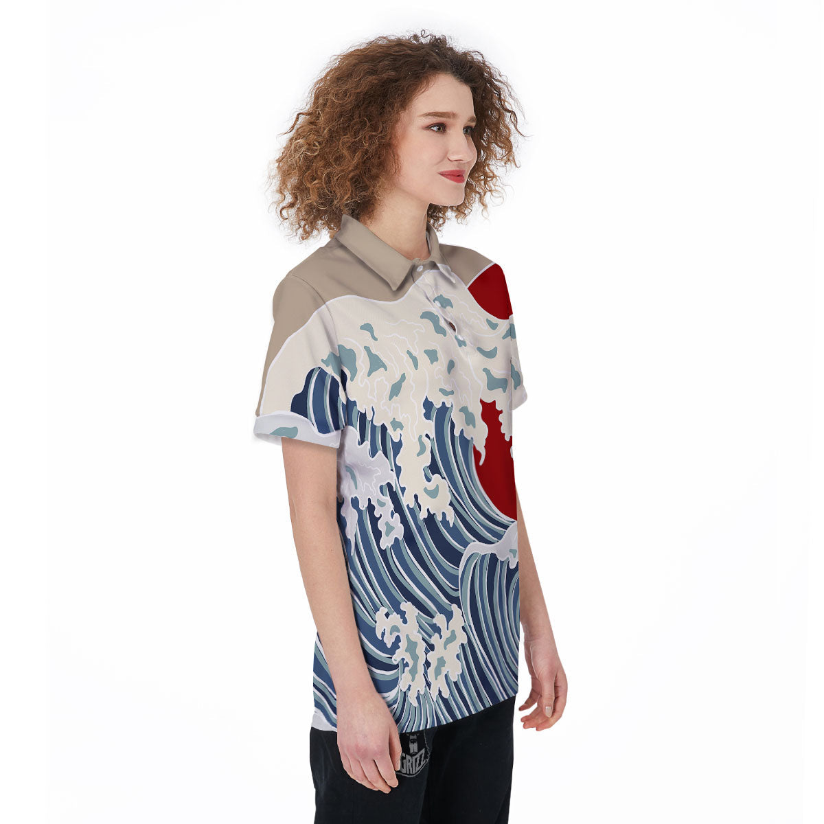 Ocean Wave Japanese Print Women's Golf Shirts-grizzshop