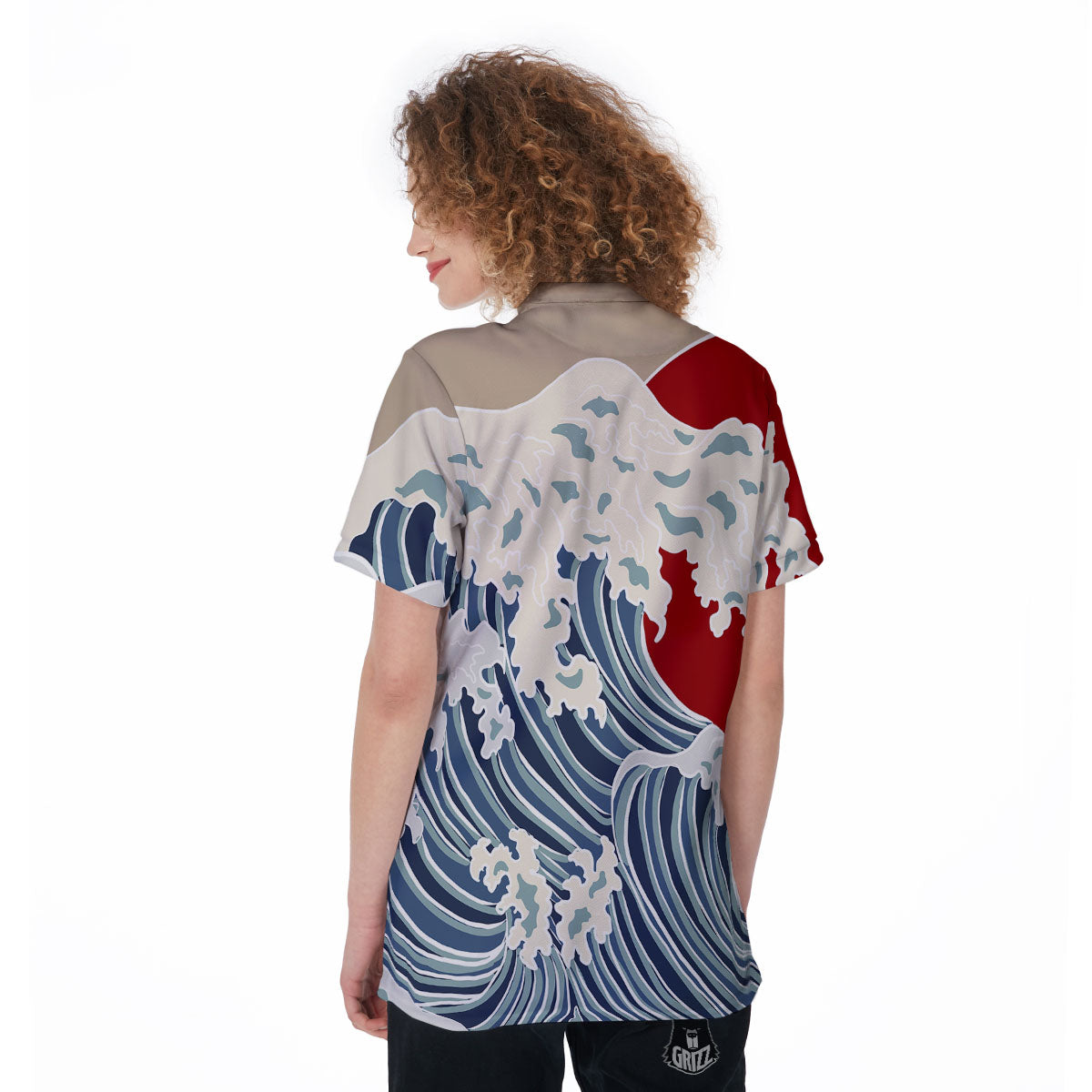 Ocean Wave Japanese Print Women's Golf Shirts-grizzshop