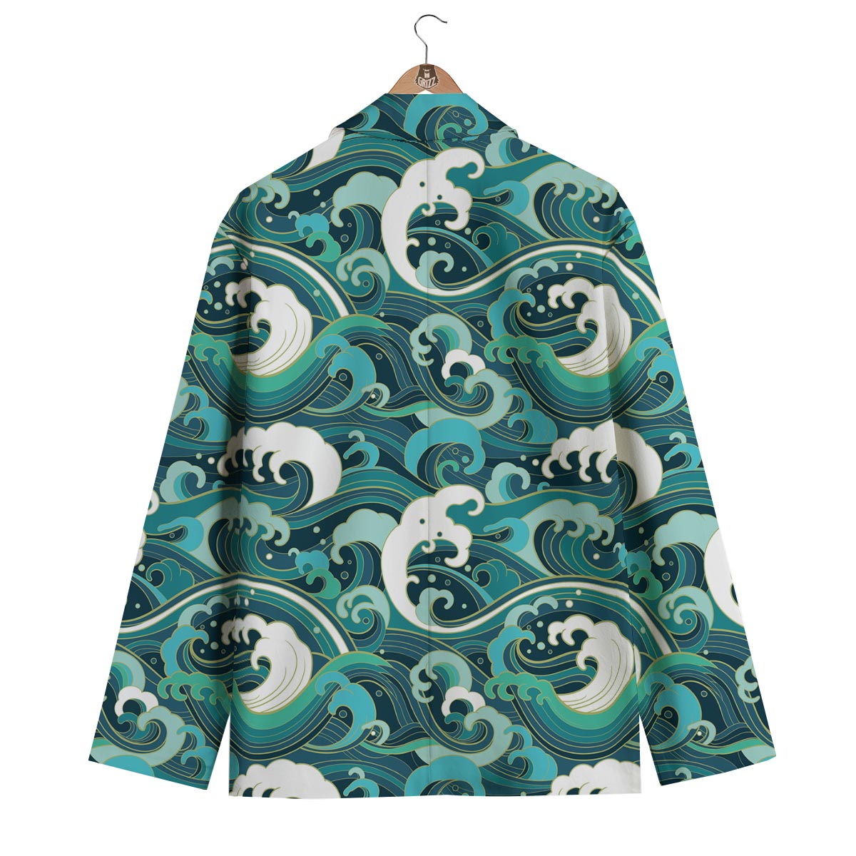 Ocean Wave Pattern Print Men's Blazer-grizzshop