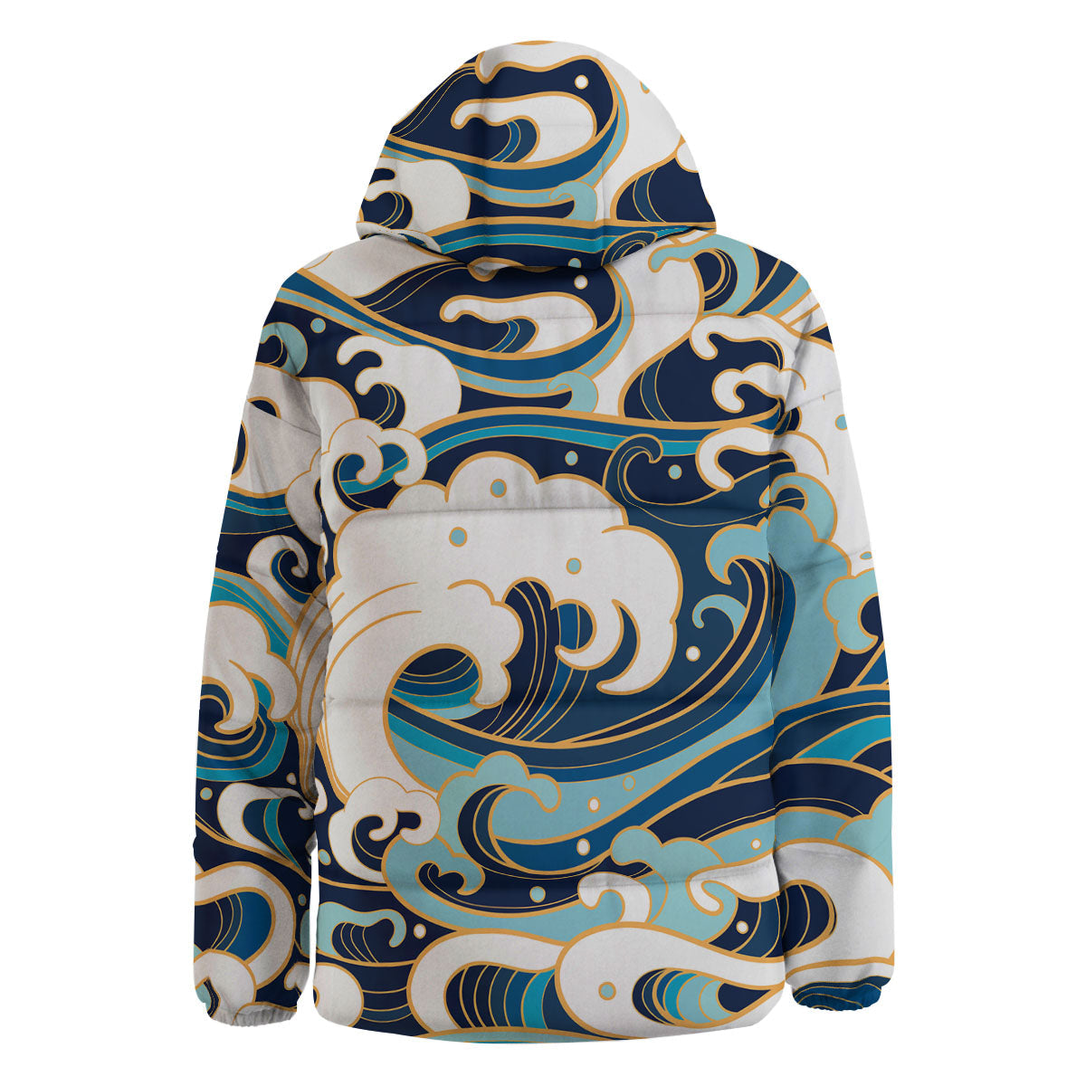 Ocean Wave Print Down Jacket-grizzshop