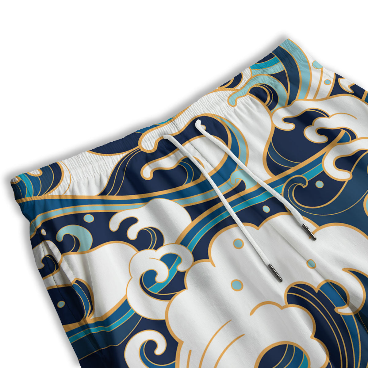 Ocean Wave Print Men's Athletic Shorts