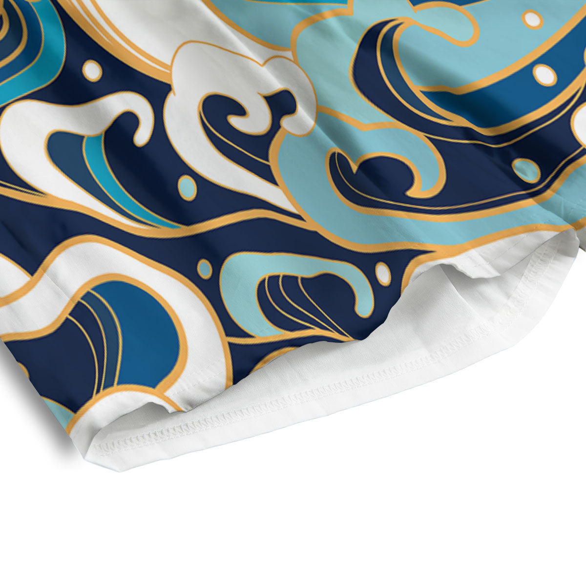 Ocean Wave Print Men's Athletic Shorts
