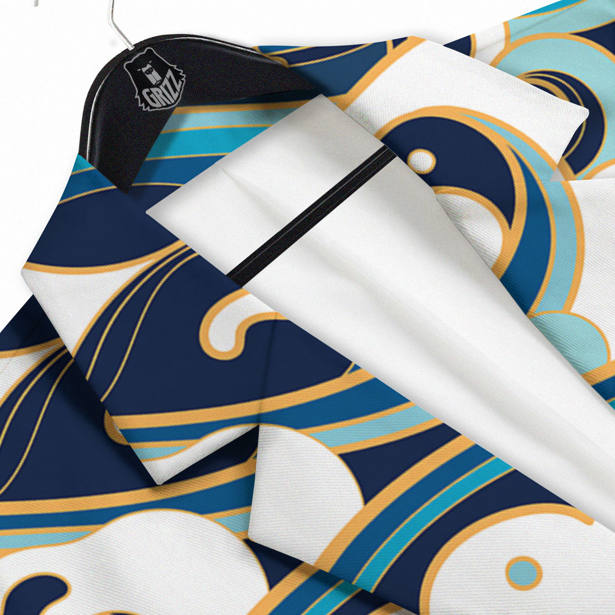 Ocean Wave Print Men's Sport Coat-grizzshop