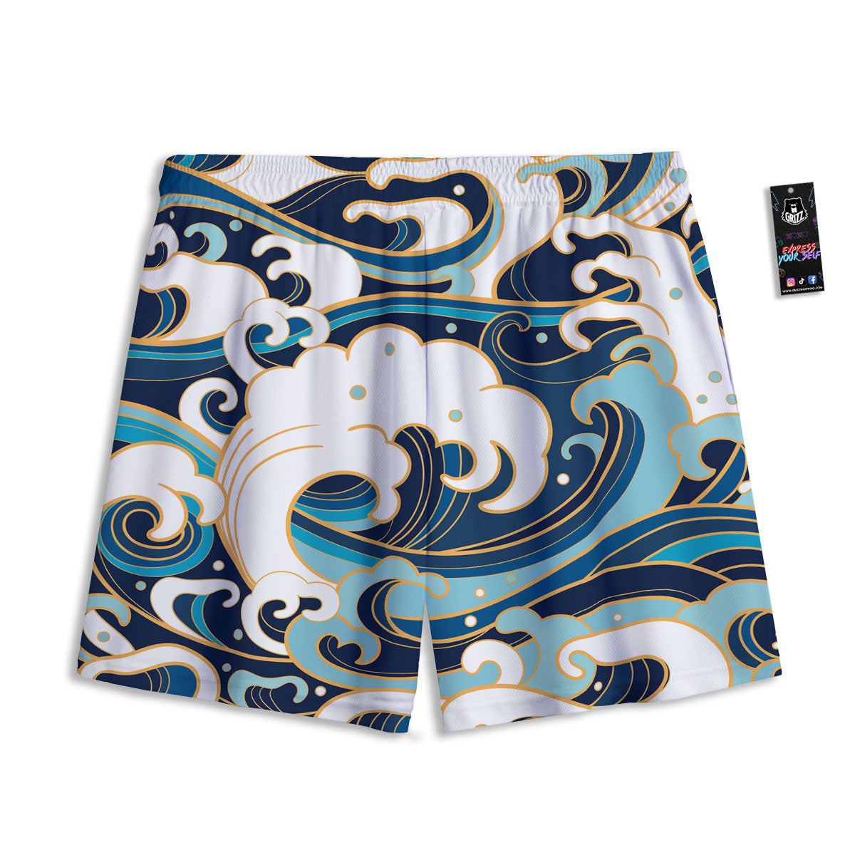 Ocean Wave Print Mesh Shorts