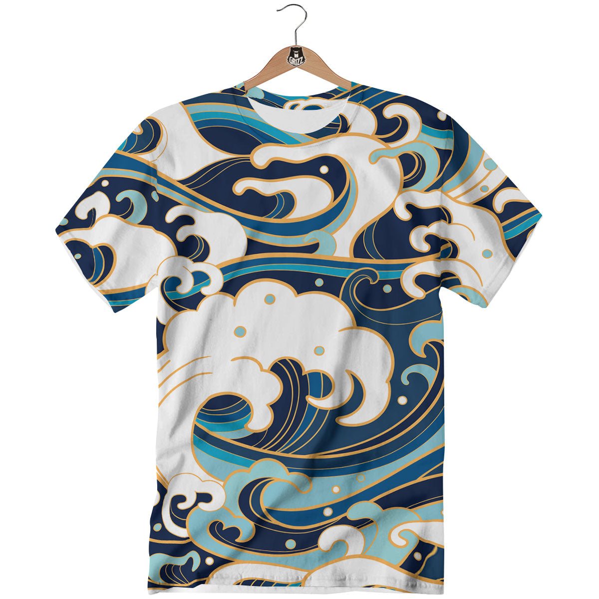 Ocean Wave Print T-Shirt-grizzshop