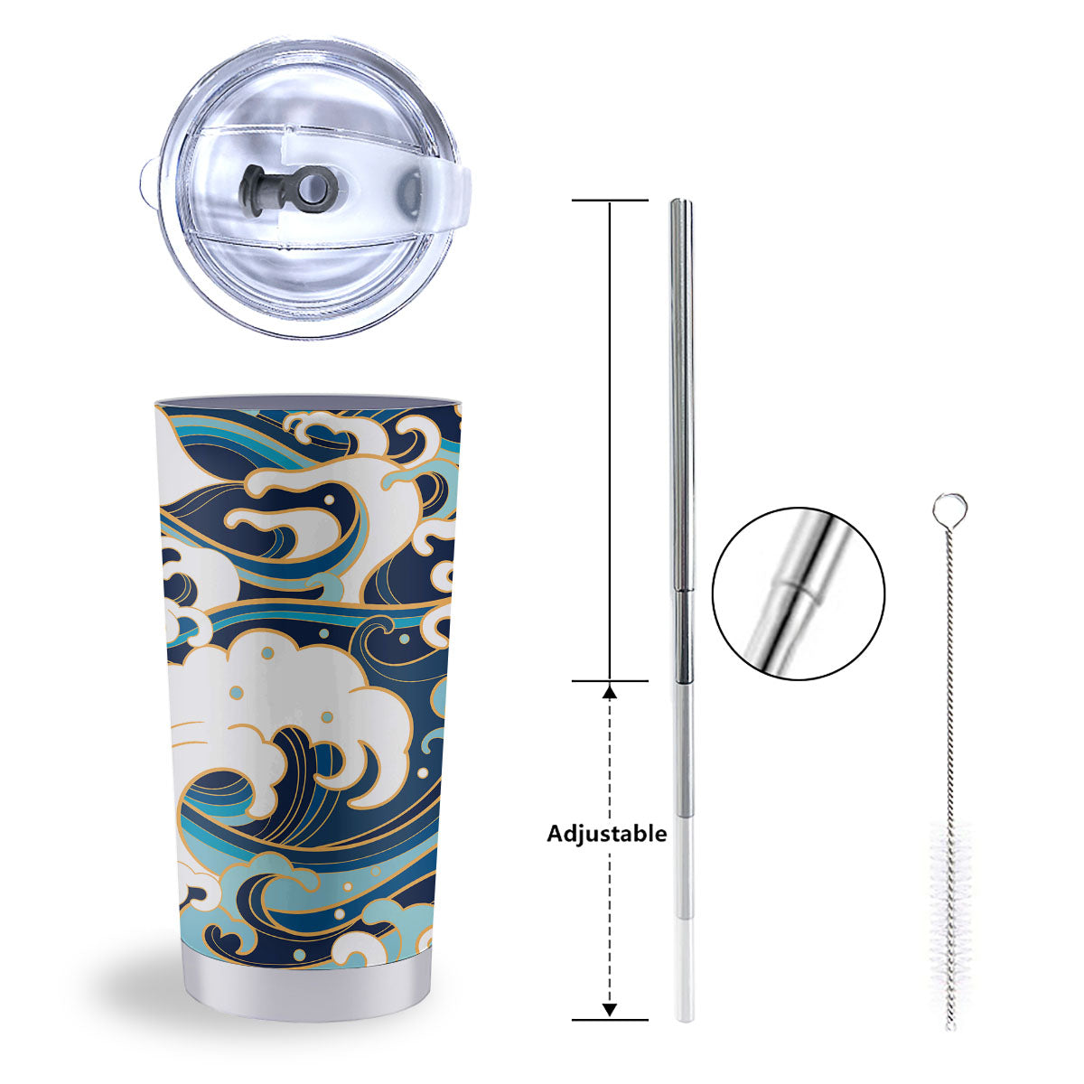 Ocean Wave Print Tumbler-grizzshop