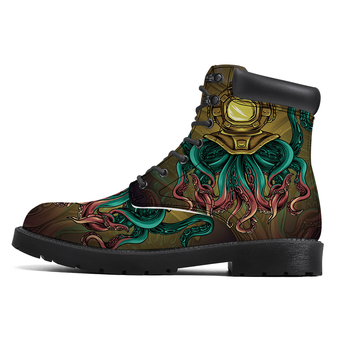 Octopus And Diving Helmet Print Boots-grizzshop