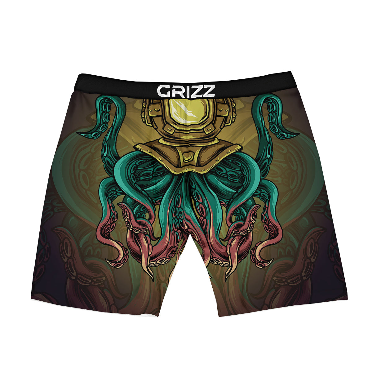 Octopus And Diving Helmet Print Boxer Briefs-grizzshop
