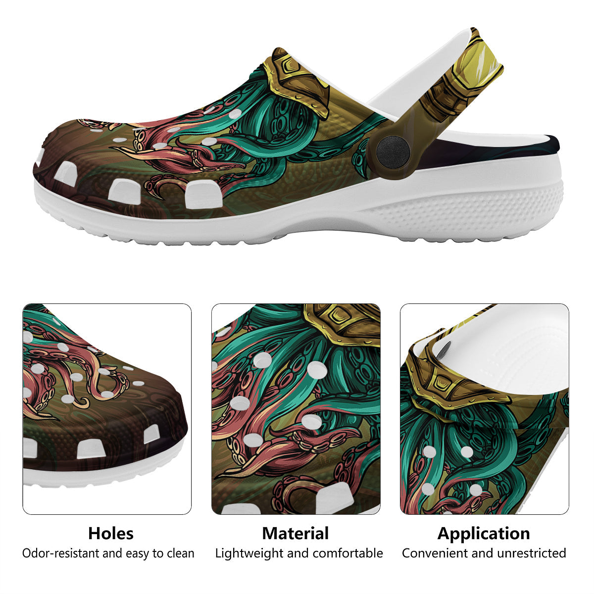 Octopus And Diving Helmet Print Clog-grizzshop