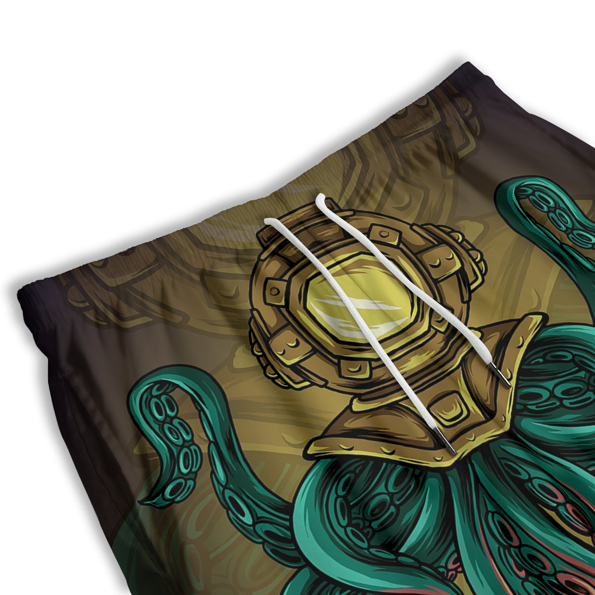 Octopus And Diving Helmet Print Men's Athletic Shorts