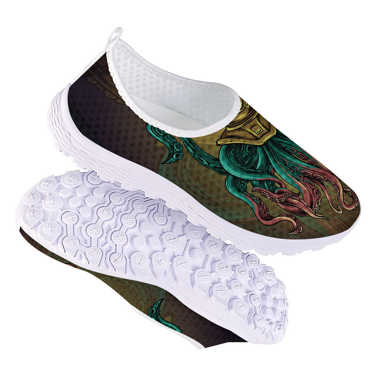 Octopus And Diving Helmet Print Nurse Shoes-grizzshop