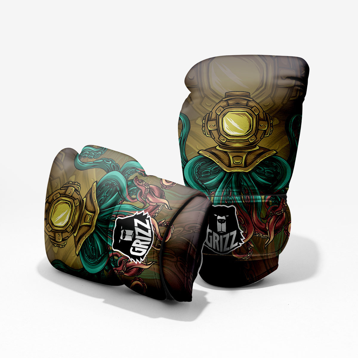 Octopus And Diving Helmet Print Pro Boxing Glove