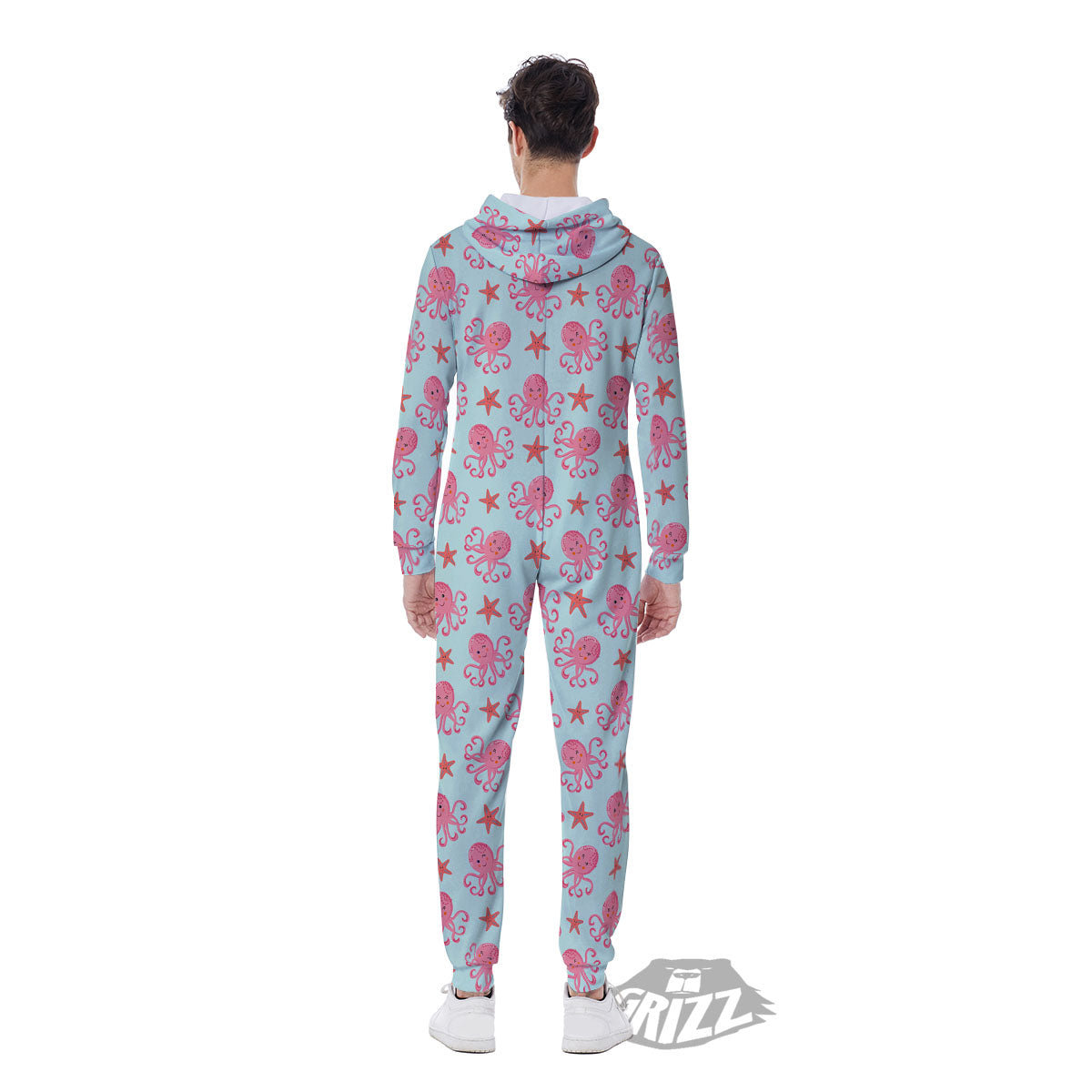 Octopus Cartoon Print Pattern Men's Jumpsuit-grizzshop