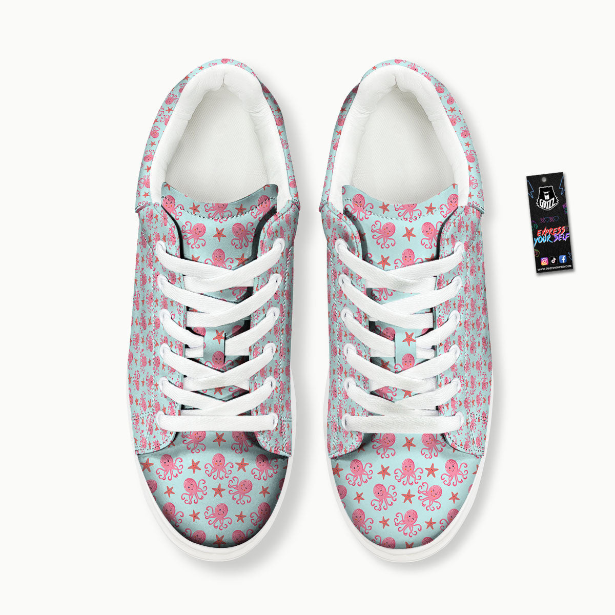 Octopus Cartoon Print Pattern Platform Shoes-grizzshop