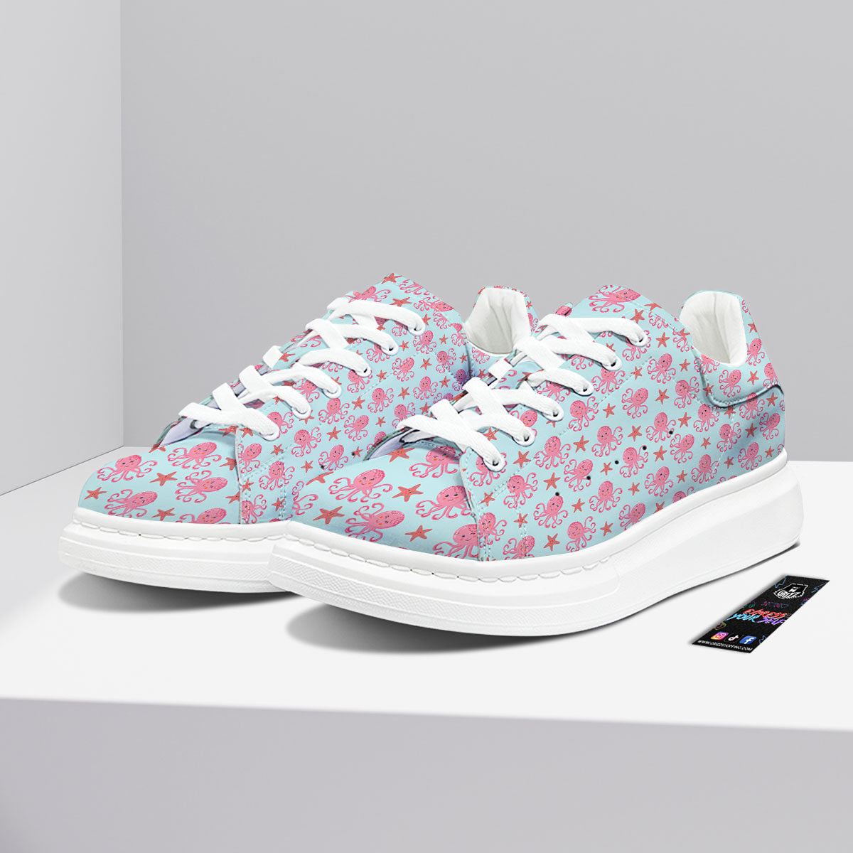 Octopus Cartoon Print Pattern Platform Shoes-grizzshop