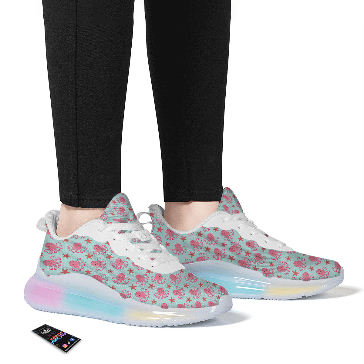 Octopus Cartoon Print Pattern Running Sneakers-grizzshop