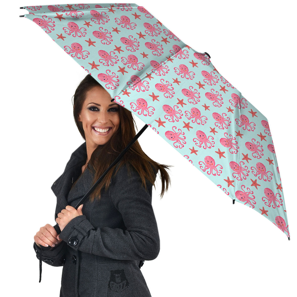Octopus Cartoon Print Pattern Umbrella-grizzshop