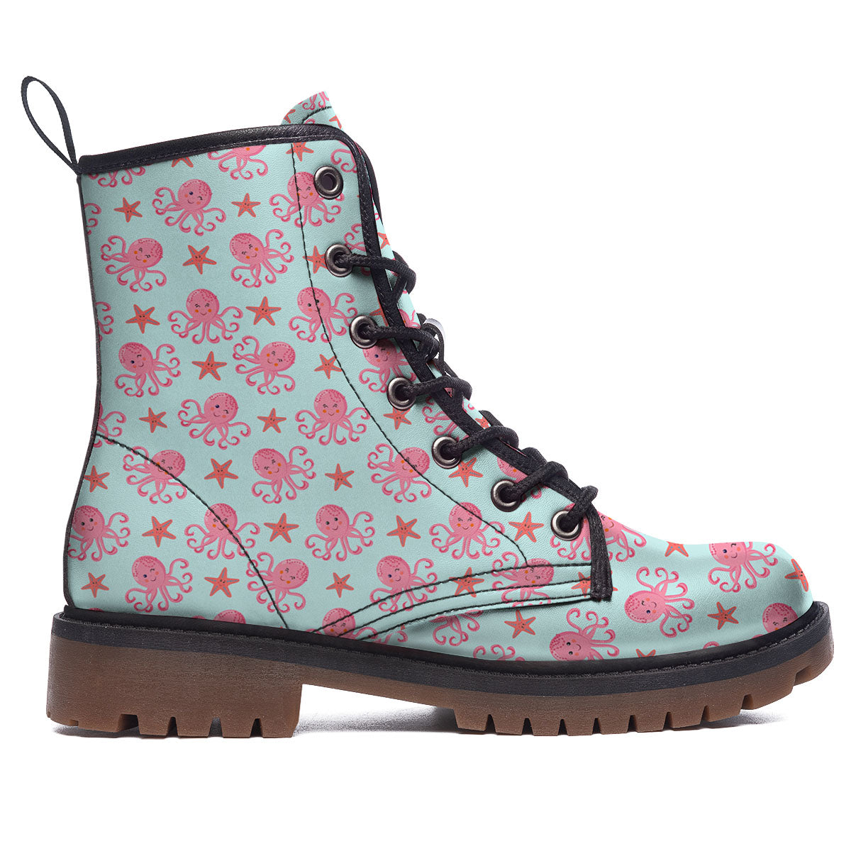 Octopus Cartoon Print Pattern Work Boots-grizzshop