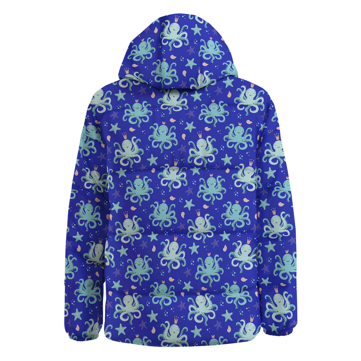 Octopus Cute Print Pattern Down Jacket-grizzshop
