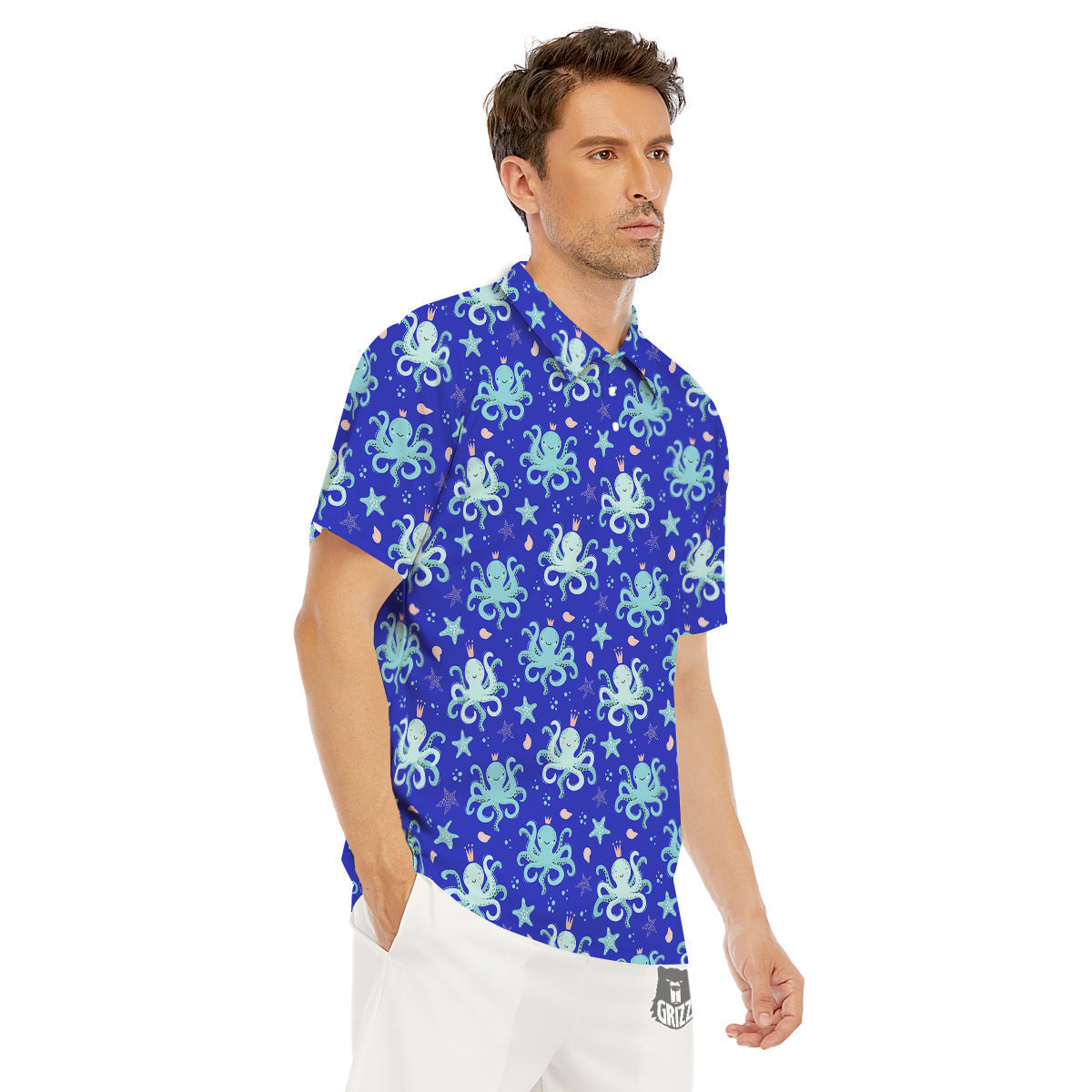Octopus Cute Print Pattern Men's Golf Shirts-grizzshop